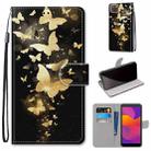 For Huawei Y5p / Honor 9S Coloured Drawing Cross Texture Horizontal Flip PU Leather Case with Holder & Card Slots & Wallet & Lanyard(Golden Butterfly Group) - 1
