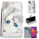 For Huawei Y5p / Honor 9S Coloured Drawing Cross Texture Horizontal Flip PU Leather Case with Holder & Card Slots & Wallet & Lanyard(White Kitten) - 1