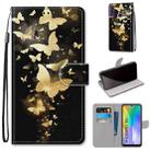 For Huawei Y6p Coloured Drawing Cross Texture Horizontal Flip PU Leather Case with Holder & Card Slots & Wallet & Lanyard(Golden Butterfly Group) - 1