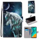 For Huawei Y8s Coloured Drawing Cross Texture Horizontal Flip PU Leather Case with Holder & Card Slots & Wallet & Lanyard(Contemplative Wolf) - 1