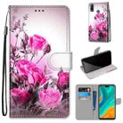 For Huawei Y8s Coloured Drawing Cross Texture Horizontal Flip PU Leather Case with Holder & Card Slots & Wallet & Lanyard(Wild Rose) - 1