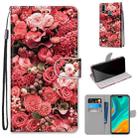 For Huawei Y8s Coloured Drawing Cross Texture Horizontal Flip PU Leather Case with Holder & Card Slots & Wallet & Lanyard(Pink Rose Garden) - 1