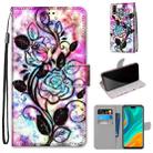 For Huawei Y8s Coloured Drawing Cross Texture Horizontal Flip PU Leather Case with Holder & Card Slots & Wallet & Lanyard(Color Background Hollow Flower) - 1
