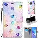 For Huawei Enjoy 20 Plus Coloured Drawing Cross Texture Horizontal Flip PU Leather Case with Holder & Card Slots & Wallet & Lanyard(Footprint Water Drops) - 1