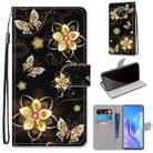 For Huawei Enjoy 20 Plus Coloured Drawing Cross Texture Horizontal Flip PU Leather Case with Holder & Card Slots & Wallet & Lanyard(Gold Diamond Butterfly) - 1