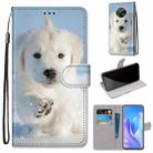 For Huawei Enjoy 20 Plus Coloured Drawing Cross Texture Horizontal Flip PU Leather Case with Holder & Card Slots & Wallet & Lanyard(Snow Puppy) - 1