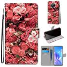 For Huawei Enjoy 20 Plus Coloured Drawing Cross Texture Horizontal Flip PU Leather Case with Holder & Card Slots & Wallet & Lanyard(Pink Rose Garden) - 1