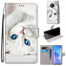 For Huawei Enjoy 20 Plus Coloured Drawing Cross Texture Horizontal Flip PU Leather Case with Holder & Card Slots & Wallet & Lanyard(White Kitten) - 1