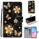 For Huawei Enjoy Z / 20 Pro Coloured Drawing Cross Texture Horizontal Flip PU Leather Case with Holder & Card Slots & Wallet & Lanyard(Gold Diamond Butterfly) - 1