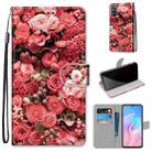 For Huawei Enjoy Z / 20 Pro Coloured Drawing Cross Texture Horizontal Flip PU Leather Case with Holder & Card Slots & Wallet & Lanyard(Pink Rose Garden) - 1