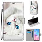 For Huawei Enjoy Z / 20 Pro Coloured Drawing Cross Texture Horizontal Flip PU Leather Case with Holder & Card Slots & Wallet & Lanyard(White Kitten) - 1
