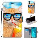 For Huawei Honor 9X Lite Coloured Drawing Cross Texture Horizontal Flip PU Leather Case with Holder & Card Slots & Wallet & Lanyard(Cat Drinking Soda) - 1