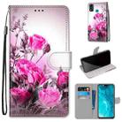 For Huawei Honor 9X Lite Coloured Drawing Cross Texture Horizontal Flip PU Leather Case with Holder & Card Slots & Wallet & Lanyard(Wild Rose) - 1