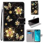 For Huawei Honor 9X Lite Coloured Drawing Cross Texture Horizontal Flip PU Leather Case with Holder & Card Slots & Wallet & Lanyard(Gold Diamond Butterfly) - 1