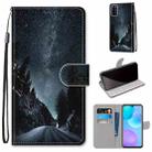 For Huawei Honor 30 Lite Coloured Drawing Cross Texture Horizontal Flip PU Leather Case with Holder & Card Slots & Wallet & Lanyard(Mountain Road Starry Sky) - 1