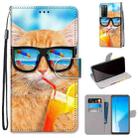 For Huawei Honor Play4 Coloured Drawing Cross Texture Horizontal Flip PU Leather Case with Holder & Card Slots & Wallet & Lanyard(Cat Drinking Soda) - 1