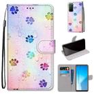 For Huawei Honor Play4 Coloured Drawing Cross Texture Horizontal Flip PU Leather Case with Holder & Card Slots & Wallet & Lanyard(Footprint Water Drops) - 1