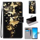 For Huawei Honor Play4 Coloured Drawing Cross Texture Horizontal Flip PU Leather Case with Holder & Card Slots & Wallet & Lanyard(Golden Butterfly Group) - 1