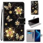 For Huawei Honor X10 / X10 Pro Coloured Drawing Cross Texture Horizontal Flip PU Leather Case with Holder & Card Slots & Wallet & Lanyard(Gold Diamond Butterfly) - 1