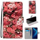 For Huawei Honor X10 / X10 Pro Coloured Drawing Cross Texture Horizontal Flip PU Leather Case with Holder & Card Slots & Wallet & Lanyard(Pink Rose Garden) - 1