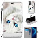 For Huawei Honor X10 / X10 Pro Coloured Drawing Cross Texture Horizontal Flip PU Leather Case with Holder & Card Slots & Wallet & Lanyard(White Kitten) - 1