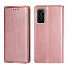 For Huawei P40 PU + TPU Gloss Oil Solid Color Magnetic Horizontal Flip Leather Case with Holder & Card Slot & Wallet(Rose Gold) - 1