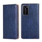 For Huawei P40 Pro PU + TPU Gloss Oil Solid Color Magnetic Horizontal Flip Leather Case with Holder & Card Slot & Wallet(Blue) - 1