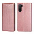 For Huawei P40 lite 5G PU + TPU Gloss Oil Solid Color Magnetic Horizontal Flip Leather Case with Holder & Card Slot & Wallet(Rose Gold) - 1