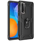 For Huawei P Smart 2021 Shockproof TPU + PC Protective Case with 360 Degree Rotating Holder(Black) - 1