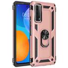 For Huawei P Smart 2021 Shockproof TPU + PC Protective Case with 360 Degree Rotating Holder(Rose Gold) - 1