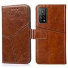 For Xiaomi Redmi K30S Geometric Stitching Horizontal Flip TPU + PU Leather Case with Holder & Card Slots & Wallet(Light Brown) - 1