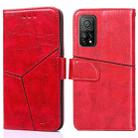 For Xiaomi Mi 10T / 10T Pro Geometric Stitching Horizontal Flip TPU + PU Leather Case with Holder & Card Slots & Wallet(Red) - 1