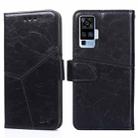 For vivo X50 Pro Geometric Stitching Horizontal Flip TPU + PU Leather Case with Holder & Card Slots & Wallet(Black) - 1