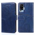 For vivo X50 Pro Geometric Stitching Horizontal Flip TPU + PU Leather Case with Holder & Card Slots & Wallet(Blue) - 1