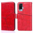 For vivo X50 Pro Geometric Stitching Horizontal Flip TPU + PU Leather Case with Holder & Card Slots & Wallet(Red) - 1