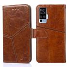 For vivo X51 5G Geometric Stitching Horizontal Flip TPU + PU Leather Case with Holder & Card Slots & Wallet(Light Brown) - 1