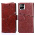 For vivo Y52S 5G Geometric Stitching Horizontal Flip TPU + PU Leather Case with Holder & Card Slots & Wallet(Dark Brown) - 1