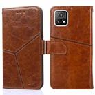 For vivo Y52S 5G Geometric Stitching Horizontal Flip TPU + PU Leather Case with Holder & Card Slots & Wallet(Light Brown) - 1