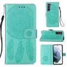 For Samsung Galaxy S21 5G Dream Catcher Printing Horizontal Flip Leather Case with Holder & Card Slots & Wallet & Lanyard(Green) - 1