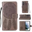 For Samsung Galaxy S21 5G Dream Catcher Printing Horizontal Flip Leather Case with Holder & Card Slots & Wallet & Lanyard(Grey) - 1