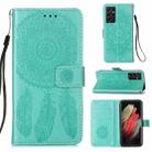 For Samsung Galaxy S21 Ultra 5G Dream Catcher Printing Horizontal Flip Leather Case with Holder & Card Slots & Wallet & Lanyard(Green) - 1