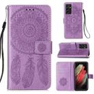 For Samsung Galaxy S21 Ultra 5G Dream Catcher Printing Horizontal Flip Leather Case with Holder & Card Slots & Wallet & Lanyard(Purple) - 1