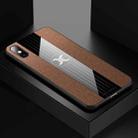 For iPhone X / XS XINLI Stitching Cloth Texture Shockproof TPU Protective Case(Brown) - 1