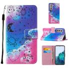 For Samsung Galaxy S21 5G Cross Texture Painting Pattern Horizontal Flip Leather Case with Holder & Card Slots & Wallet & Lanyard(Love Universe) - 1