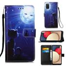 For Samsung Galaxy A02s (European Version) Colored Drawing Pattern Plain Weave Horizontal Flip Leather Case with Holder & Card Slot & Wallet & Lanyard(Cat And Sun) - 1