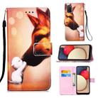 For Samsung Galaxy A02s (European Version) Colored Drawing Pattern Plain Weave Horizontal Flip Leather Case with Holder & Card Slot & Wallet & Lanyard(Hound Kiss) - 1