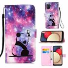 For Samsung Galaxy A02s (European Version) Colored Drawing Pattern Plain Weave Horizontal Flip Leather Case with Holder & Card Slot & Wallet & Lanyard(Baby Panda) - 1