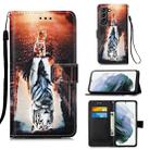 For Samsung Galaxy S21+ 5G Colored Drawing Pattern Plain Weave Horizontal Flip Leather Case with Holder & Card Slot & Wallet & Lanyard(Cats And Tigers) - 1