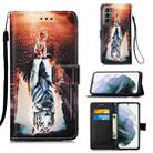 For Samsung Galaxy S21 5G Colored Drawing Pattern Plain Weave Horizontal Flip Leather Case with Holder & Card Slot & Wallet & Lanyard(Cats And Tigers) - 1