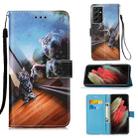 For Samsung Galaxy S21 Ultra 5G Colored Drawing Pattern Plain Weave Horizontal Flip Leather Case with Holder & Card Slot & Wallet & Lanyard(Mirror Cat) - 1